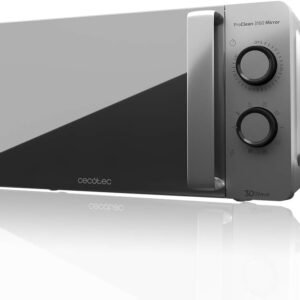 Cecotec Micro-ondes ProClean 3160. Revêtement Ready2Clean pour Un Meilleur Nettoyage, Technologie 3D WAVE, Grill 800 W, 20 L. Design élégant avec Porte, 6 Niveaux, Argenté Miroir.