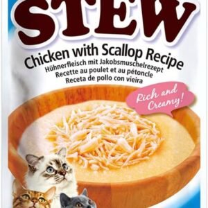 INABA Ciao - Stew Poulet & Pétoncles - Recipe Friandise pour Chat Humide - Délicieuse et Saine - Sauce - Plat d'accompagnement - Complément Naturel et sans Céréales - Pâtée pour Chat - 1 x 40g