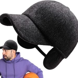 Hat with Ear Flaps, Fashionable Mens Warm Beanie with Brim, Mens Baseball Hats and Caps with Earmuffs, Cozy Winter Accessory for All Ages, Stylish and Comfortable for Outdoor Activities