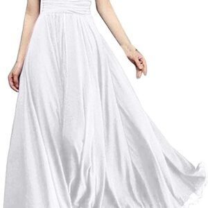 Robe Femme Chic - Longue Soirée en Mousseline Couleur Unie Col en V Élégante Manches Courtes Maxi Cocktail